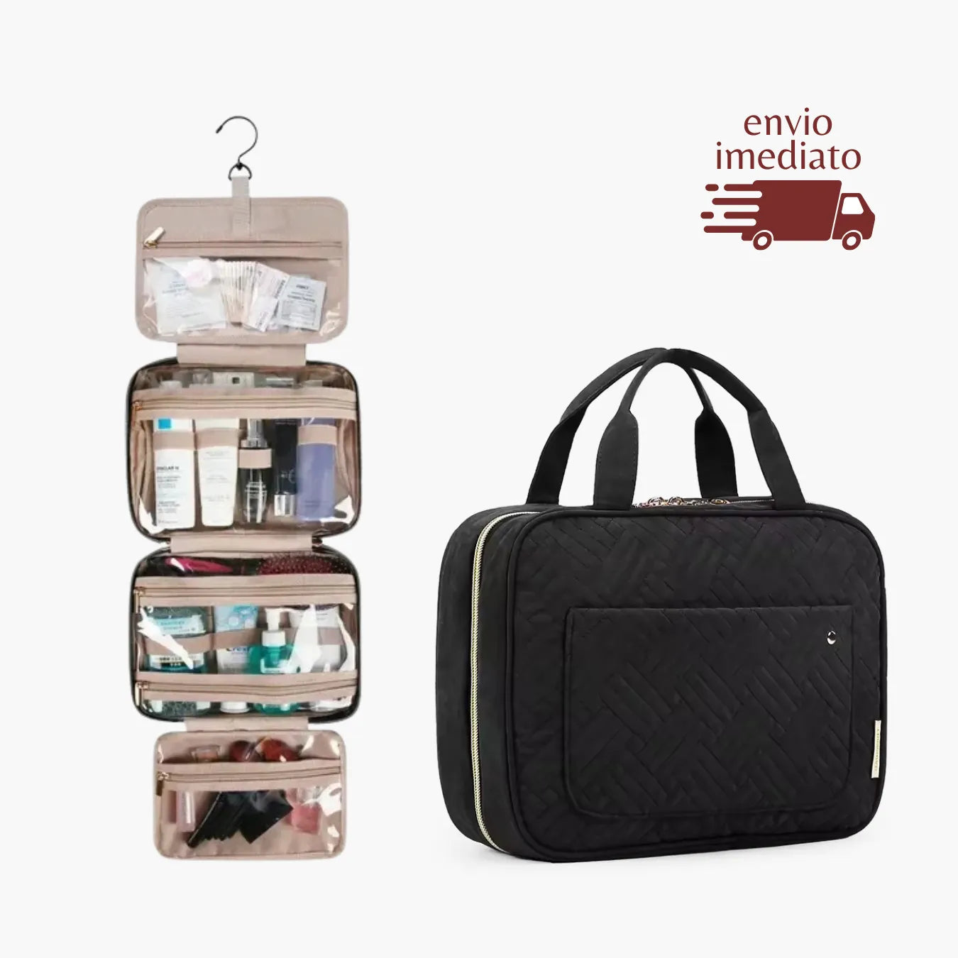 Necessaire de Viagem Dobrável com Gancho Metálico BeautyVoyage™ LITE