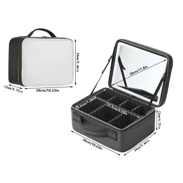 Necessaire Feminina Camarim Portátil com Espelho LED - LedBag™ 2.0