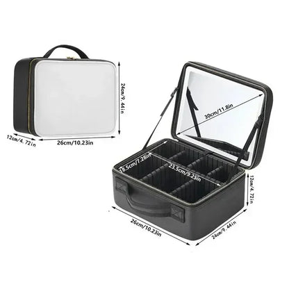 Necessaire Feminina Camarim Portátil com Espelho LED - LedBag™ 2.0
