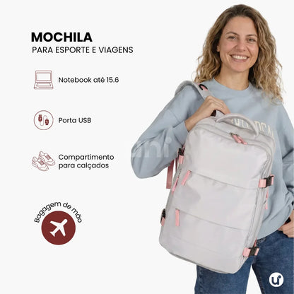 Mochila de Viagem Mala de Bordo Impermeável com Abertura 180° - RoyalViolet™