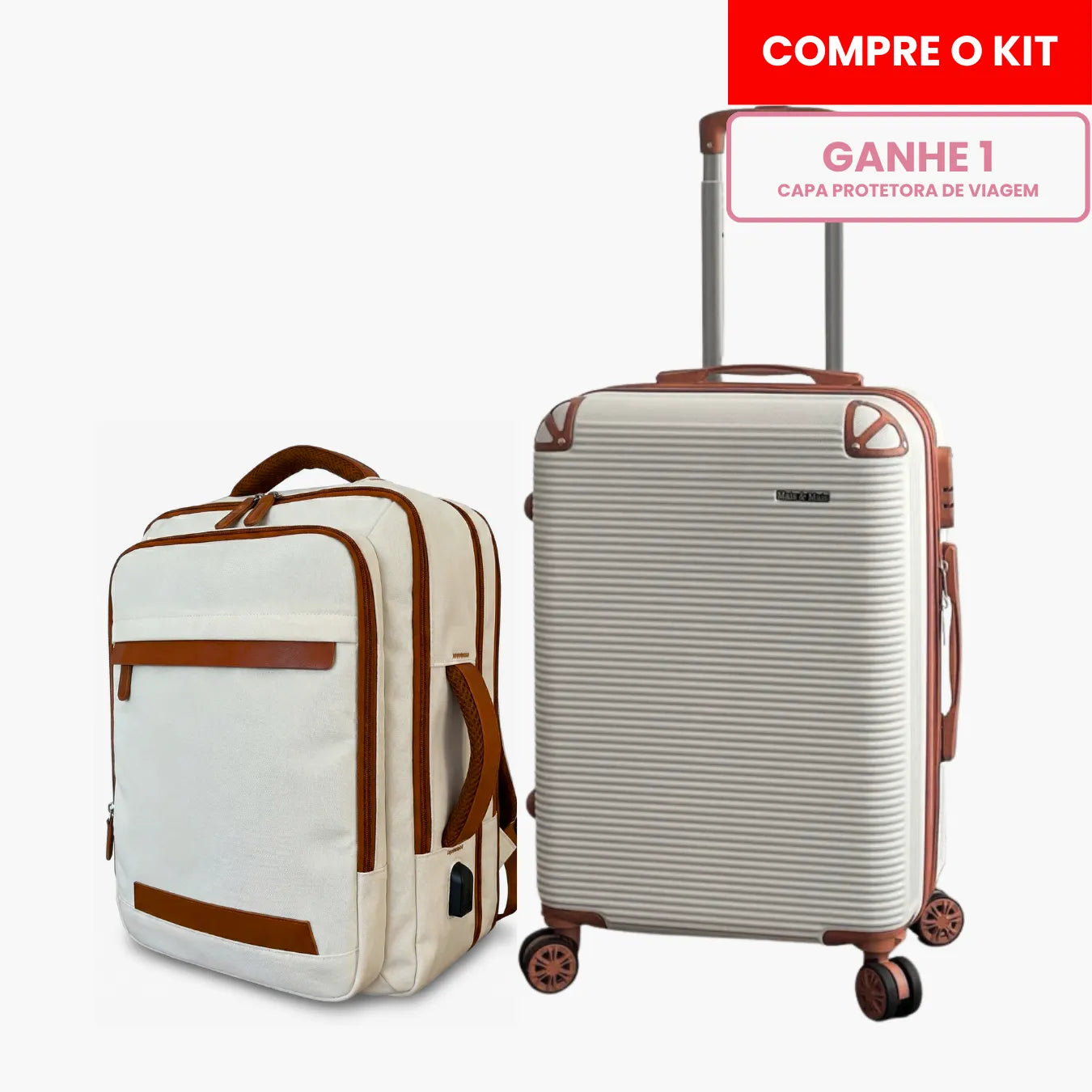 Kit Mala de Bordo 10kg e Mochila Siena™ com Capa Protetora