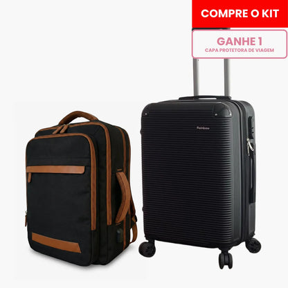 Kit Mala de Bordo 10kg e Mochila Siena™ com Capa Protetora