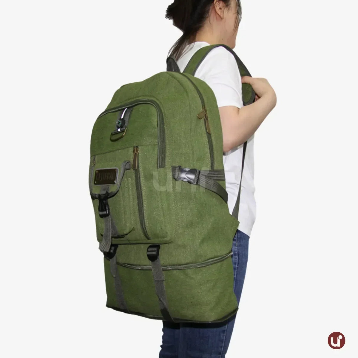 Mochila Masculina de Lona Premium Expansível 50L Resistente à Água