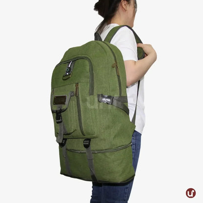 Mochila Masculina de Lona Premium Expansível 50L Resistente à Água