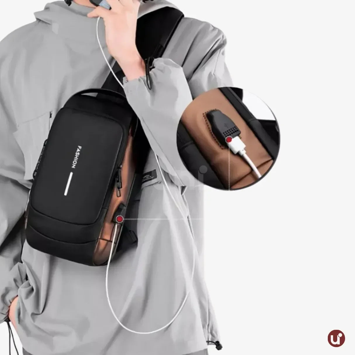 Bolsa Transversal Antifurto Impermeável com Cadeado e USB - SecureCarry™