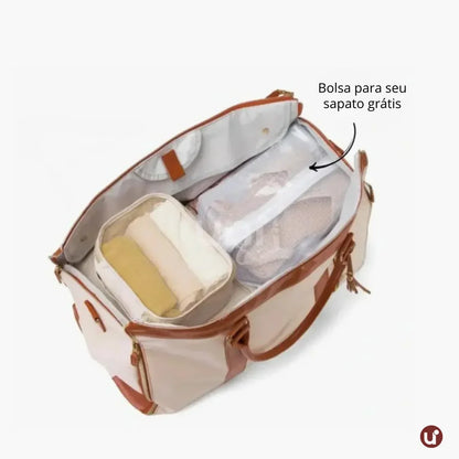 Mala de Bordo 10kg JetSetFemme™ - A Bolsa de Viagem Anti-Amasso (Bege Caramelo)