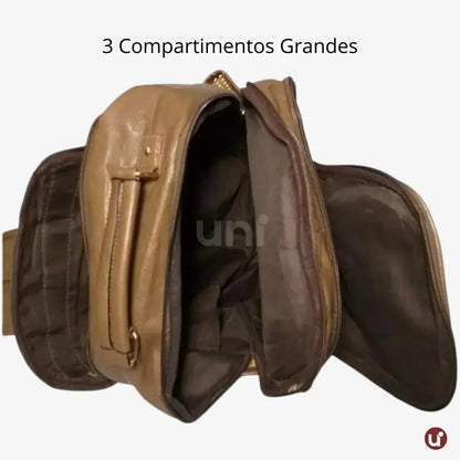 Mochila Feminina de Couro Antifurto para Notebook 15" Impermeável