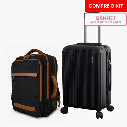 Kit Mala de Bordo 10kg e Mochila Siena™ com Capa Protetora