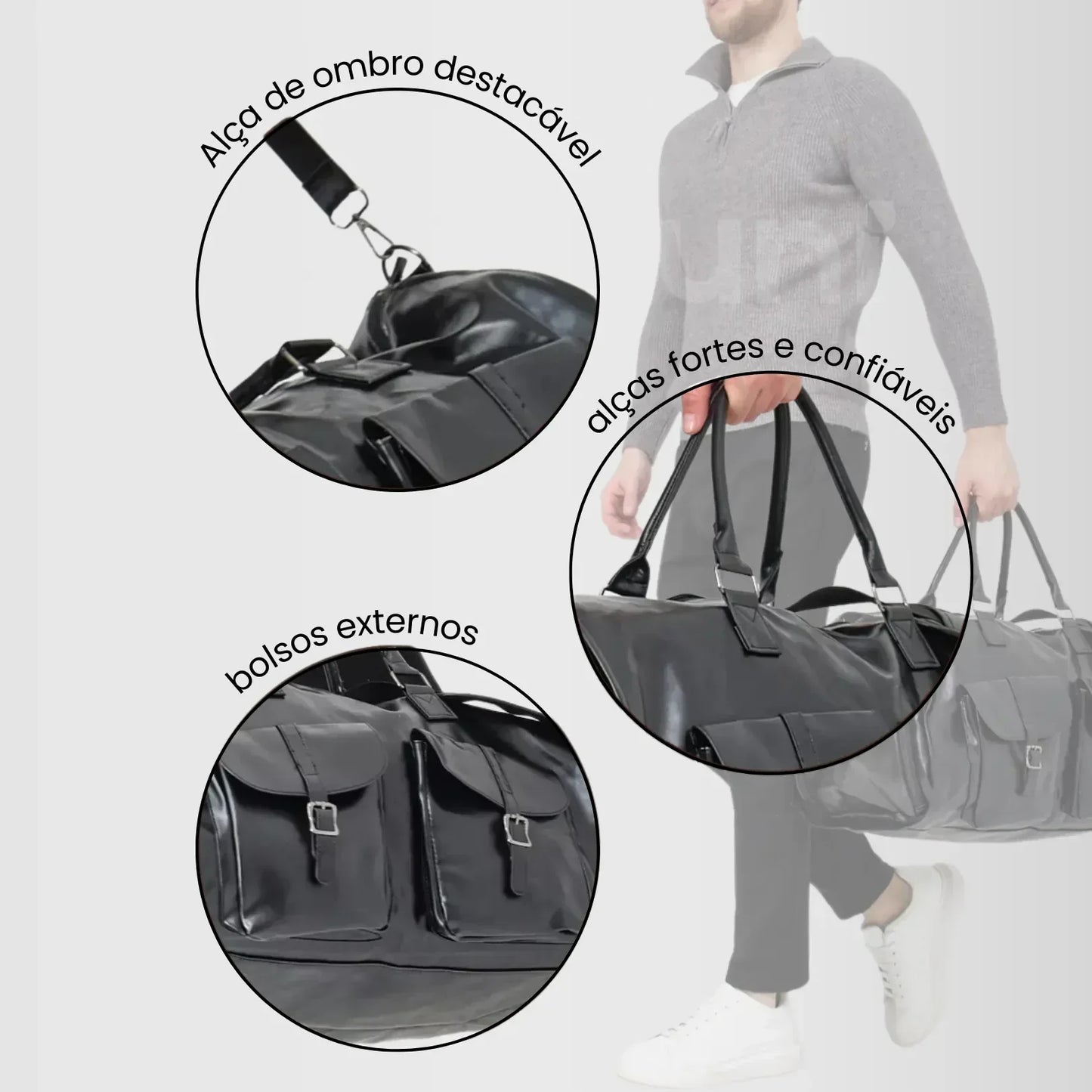 Bolsa de Viagem 2 em 1 Porta-Terno em Couro Premium - ClassyBag™