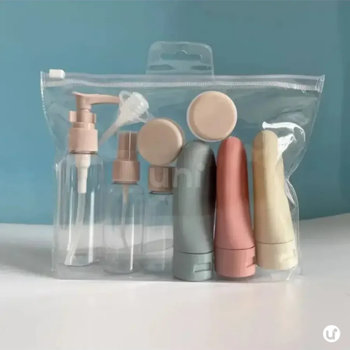 Kit de Frascos para Viagem 11 Peças Antivazamento com Necessaire Transparente