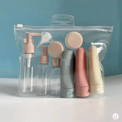 Kit de Frascos para Viagem 11 Peças Antivazamento com Necessaire Transparente