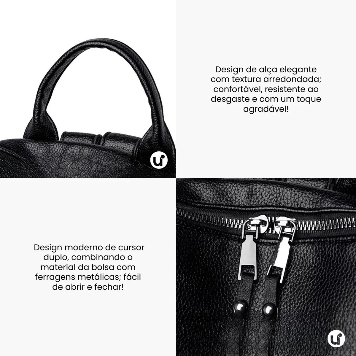 Mochila Feminina Antifurto Impermeável em Couro 3 em 1 - Shiny Diary