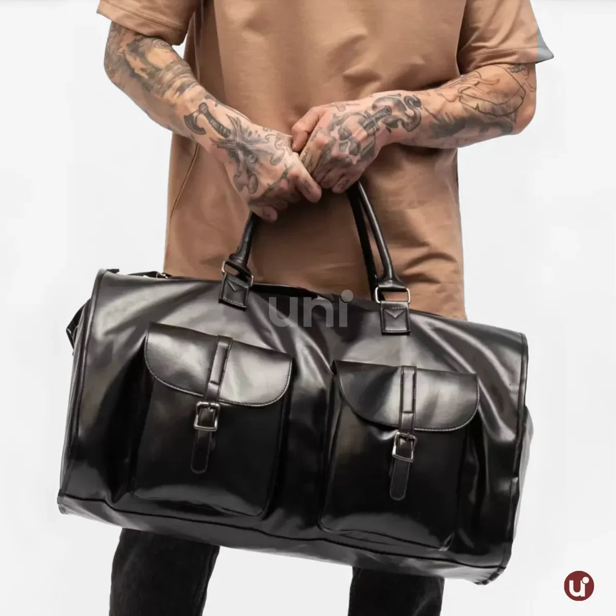 Bolsa de Viagem 2 em 1 Porta-Terno em Couro Premium - ClassyBag™
