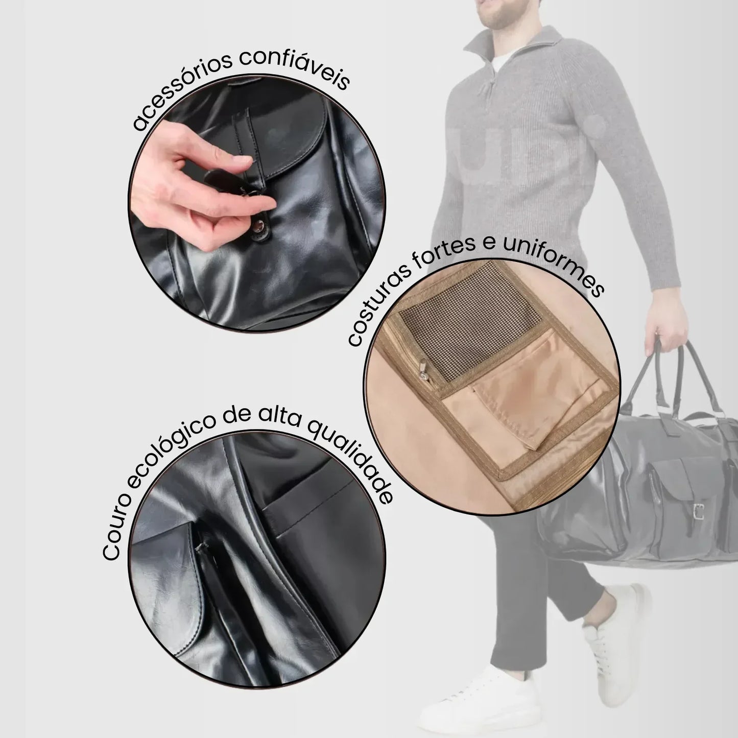 Bolsa de Viagem 2 em 1 Porta-Terno em Couro Premium - ClassyBag™