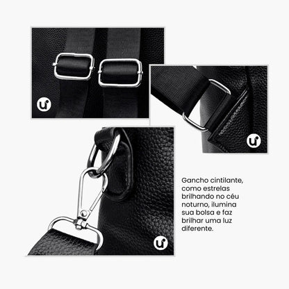 Mochila Feminina Antifurto Impermeável em Couro 3 em 1 - Shiny Diary