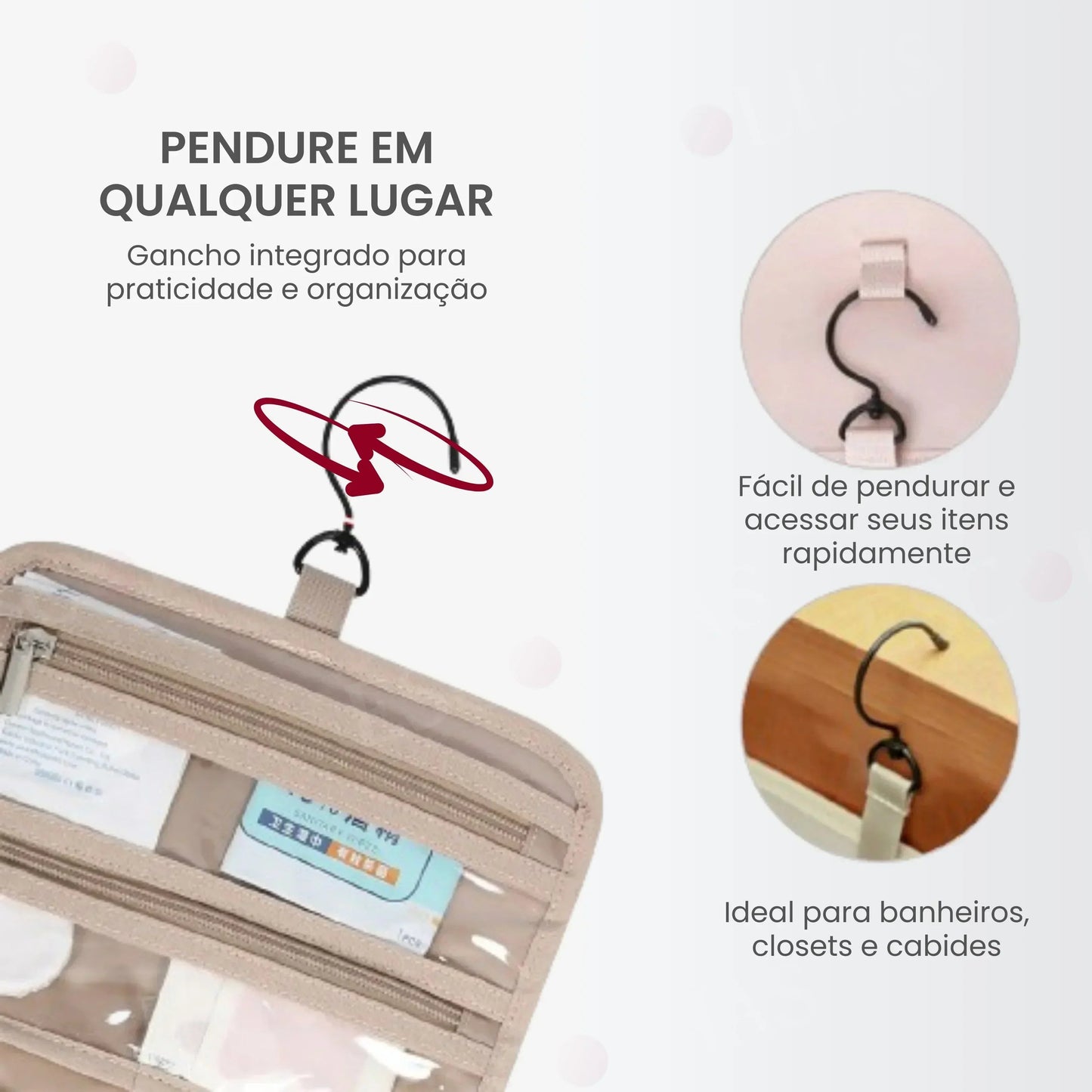 Necessaire de Viagem Dobrável Feminina com Gancho BeautyVoyage™