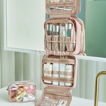 Necessaire de Viagem Dobrável Feminina com Gancho BeautyVoyage™