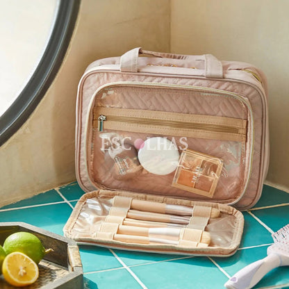 Necessaire de Viagem Dobrável Feminina com Gancho BeautyVoyage™