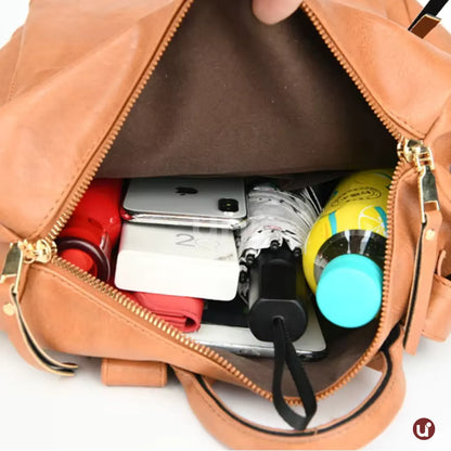 Mochila Feminina Antifurto Impermeável em Couro - Shiny Diary
