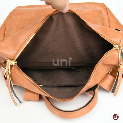 Mochila Feminina Antifurto Impermeável em Couro - Shiny Diary