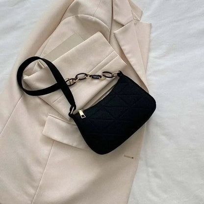 Bolsa de Ombro Hobo Minimalista com Alça de Corrente - Lovito™