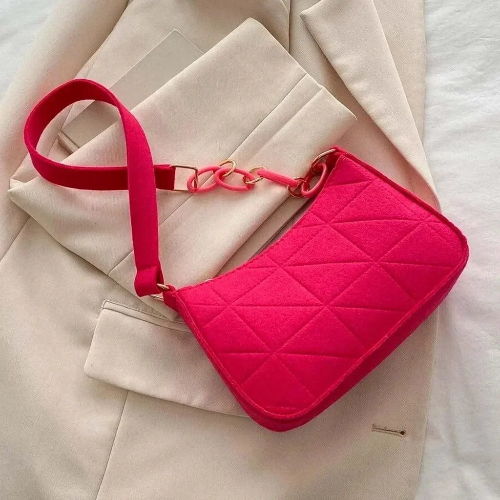Bolsa de Ombro Hobo Minimalista com Alça de Corrente - Lovito™