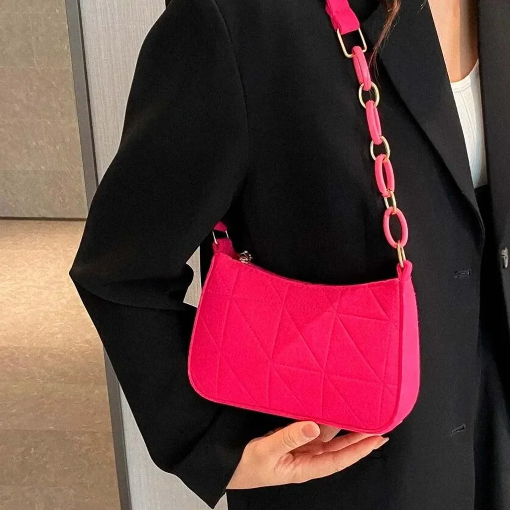 Bolsa de Ombro Hobo Minimalista com Alça de Corrente - Lovito™