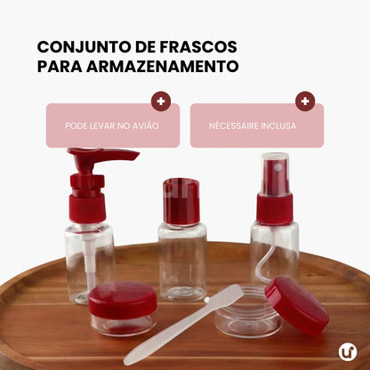 Kit de Frascos para Viagem em Silicone Antivazamento – 5 a 8 Peças