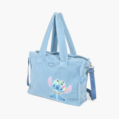Kit Mochila e Bolsa Infantil Stitch Disney Pelúcia 3 Peças - Edição Mês das Crianças