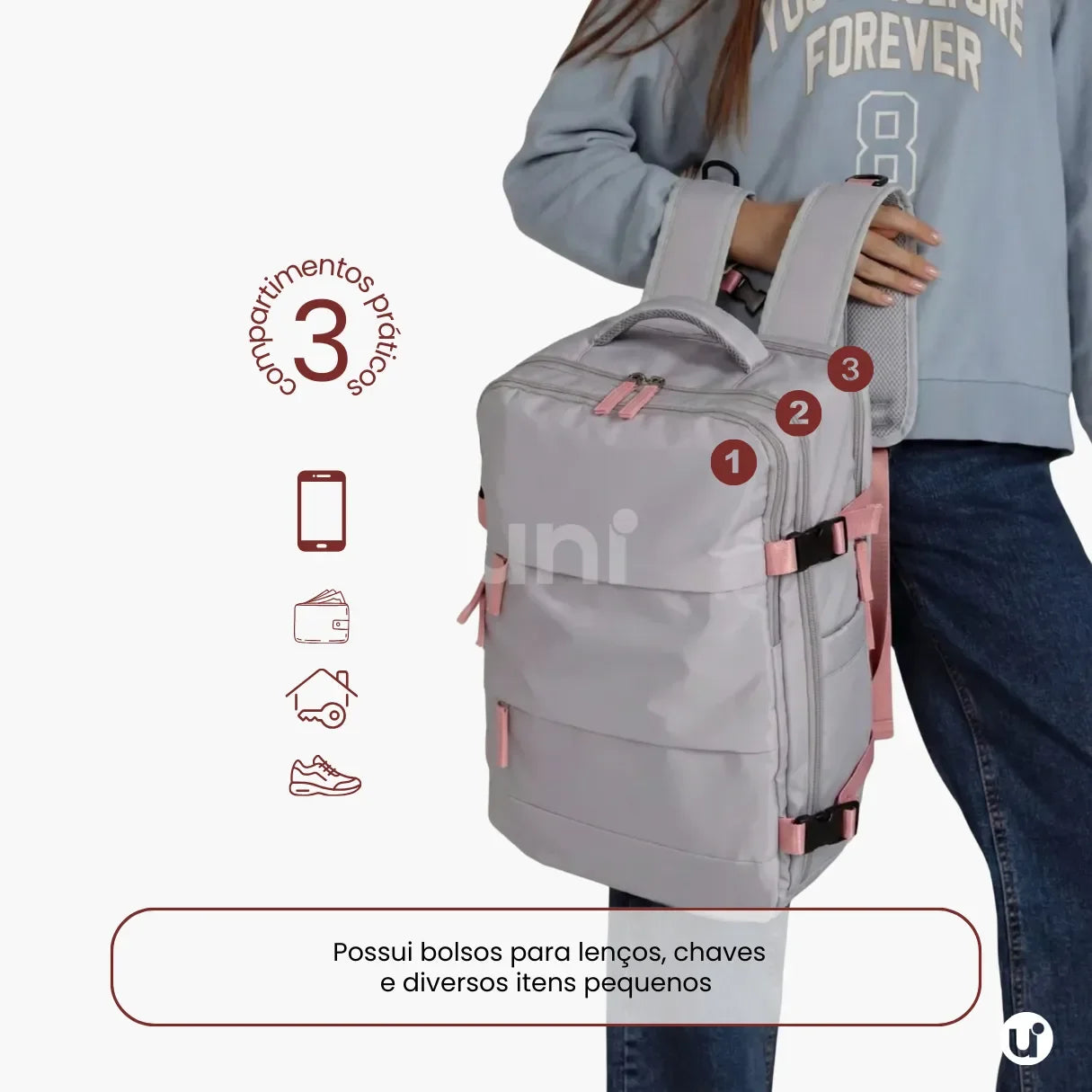 Mochila de Viagem Mala de Bordo Impermeável com Abertura 180° - RoyalViolet™