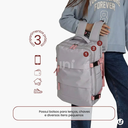 Mochila de Viagem Mala de Bordo Impermeável com Abertura 180° - RoyalViolet™
