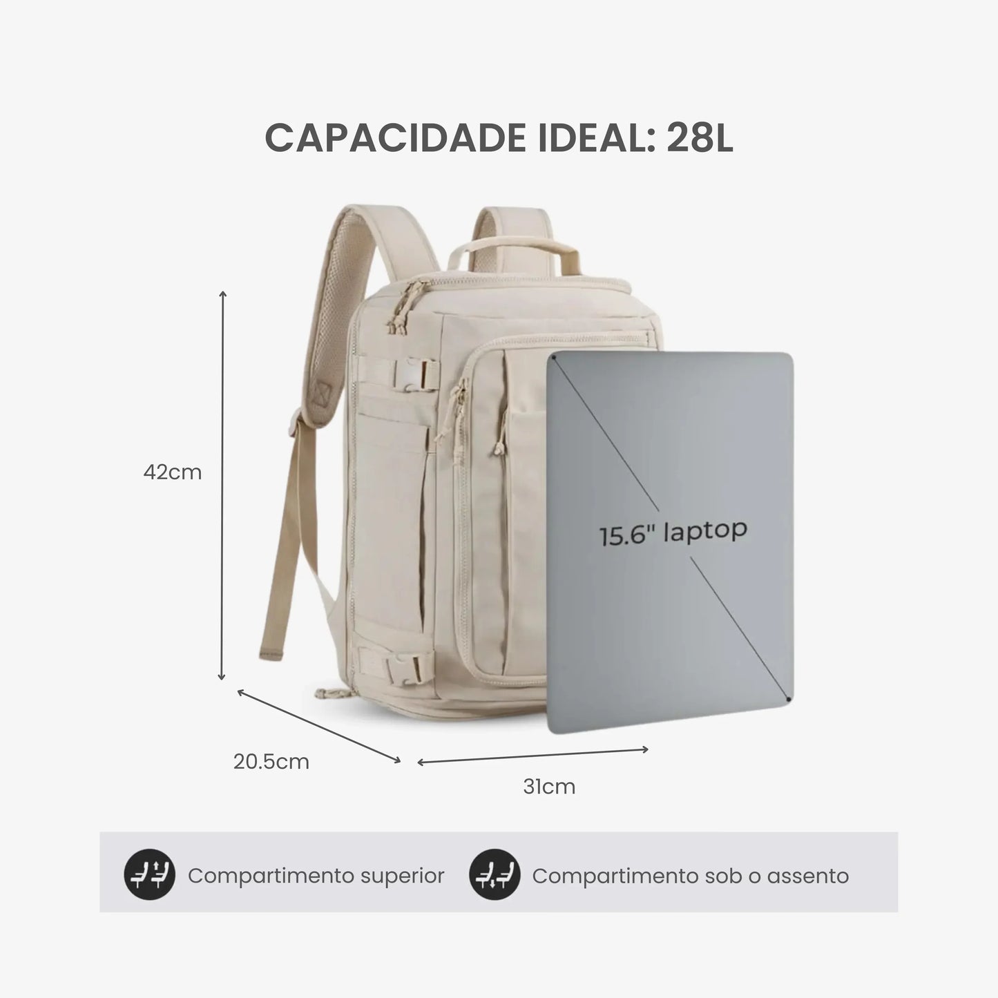 Mochila de Viagem Expansível Mala de Bordo para Notebook - EasyJet™