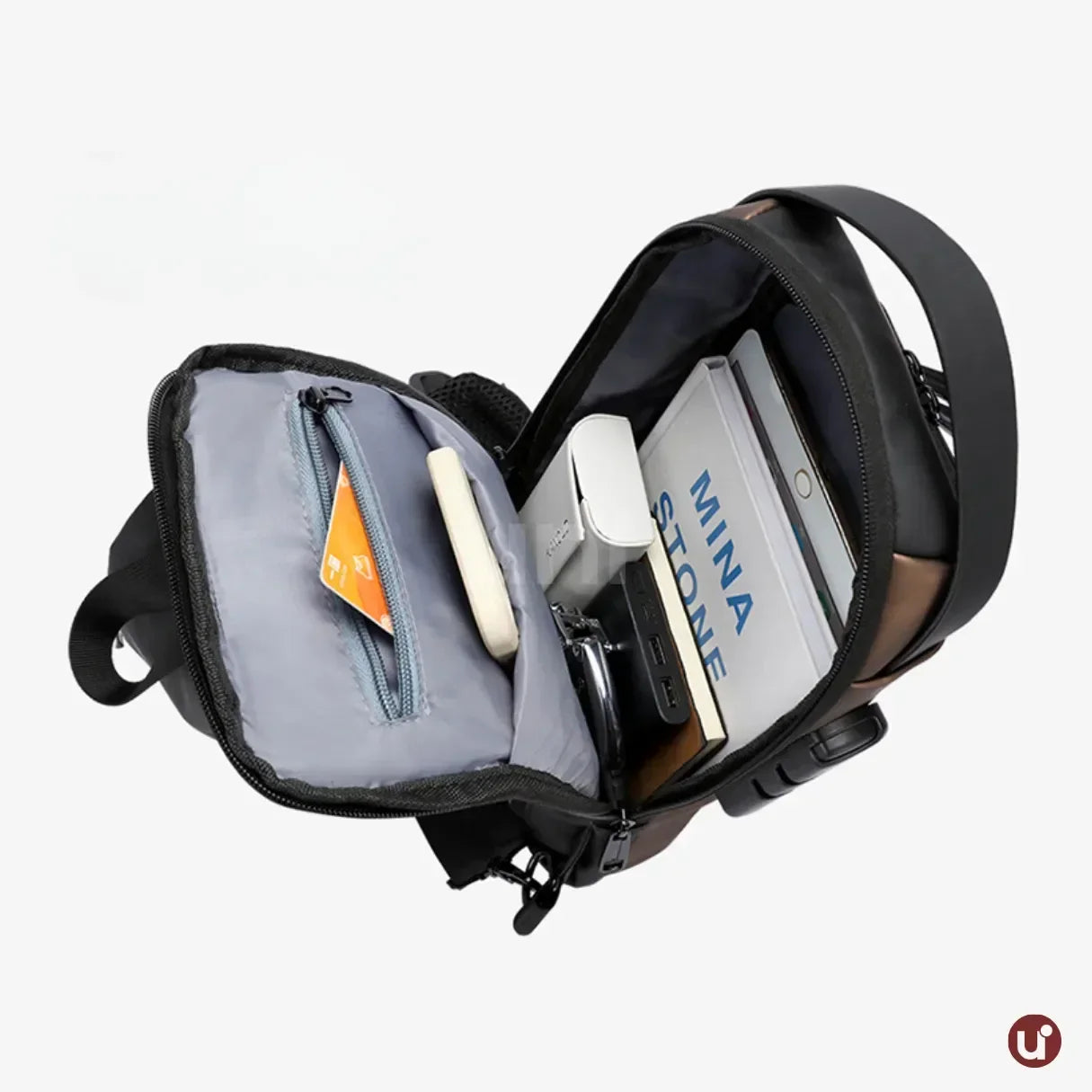Bolsa Transversal Antifurto Impermeável com Cadeado e USB - SecureCarry™