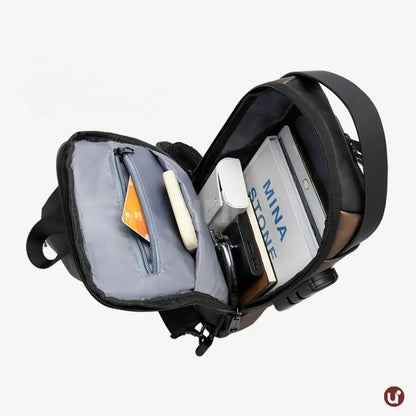 Bolsa Transversal Antifurto Impermeável com Cadeado e USB - SecureCarry™