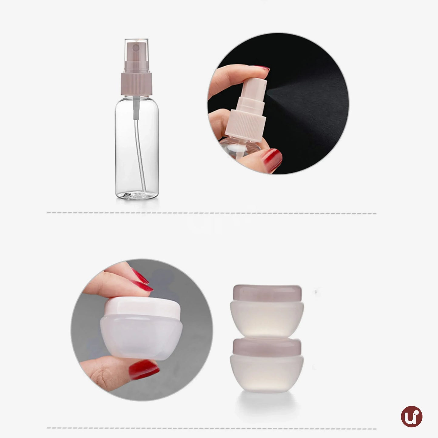 Kit de Frascos para Viagem 11 Peças Antivazamento com Necessaire Transparente