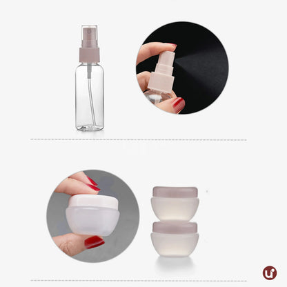 Kit de Frascos para Viagem 11 Peças Antivazamento com Necessaire Transparente