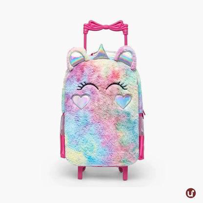 Kit Mochila Escolar de Rodinha Unicórnio Pelúcia 3 Peças - Conforto e Magia