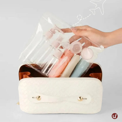 Kit de Frascos para Viagem 11 Peças Antivazamento com Necessaire Transparente
