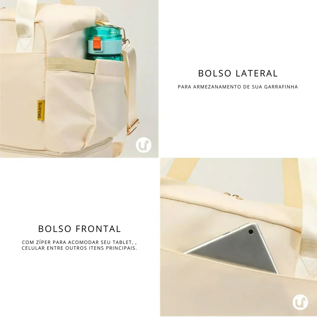 Kit Bolsa de Viagem e Academia Feminina 2 Peças com Porta-Sapatos - JenniBag™