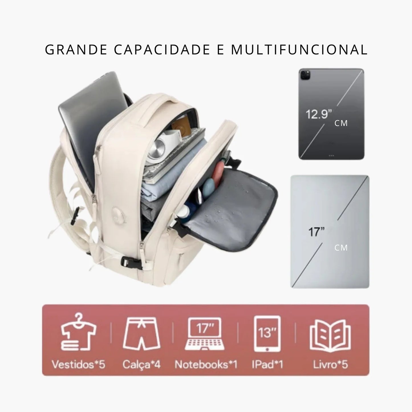 Mochila Executiva Expansível Antifurto para Notebook 17” – Organização e Estilo