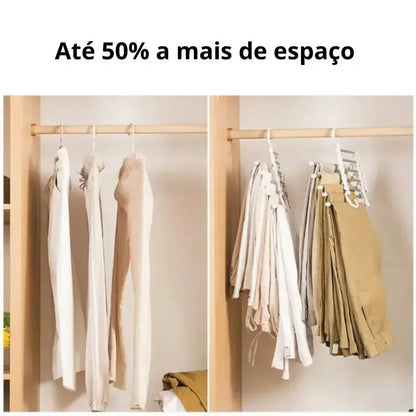 Cabide Dobrável 5 em 1 Aço Inoxidável Roupas Lisas e Desamassadas SpaceMagic™