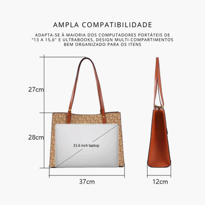 Bolsa para Laptop Feminina de Ombro em Couro Impermeável