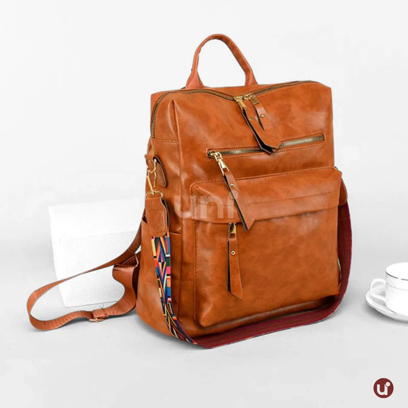 Mochila Feminina Antifurto Impermeável em Couro - Shiny Diary