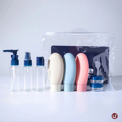 Kit de Frascos para Viagem em Silicone Antivazamento – 5 a 8 Peças