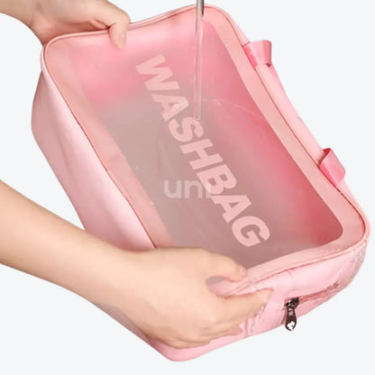 Kit 3 Necessaires Transparentes Impermeáveis para Viagem - WashBags™