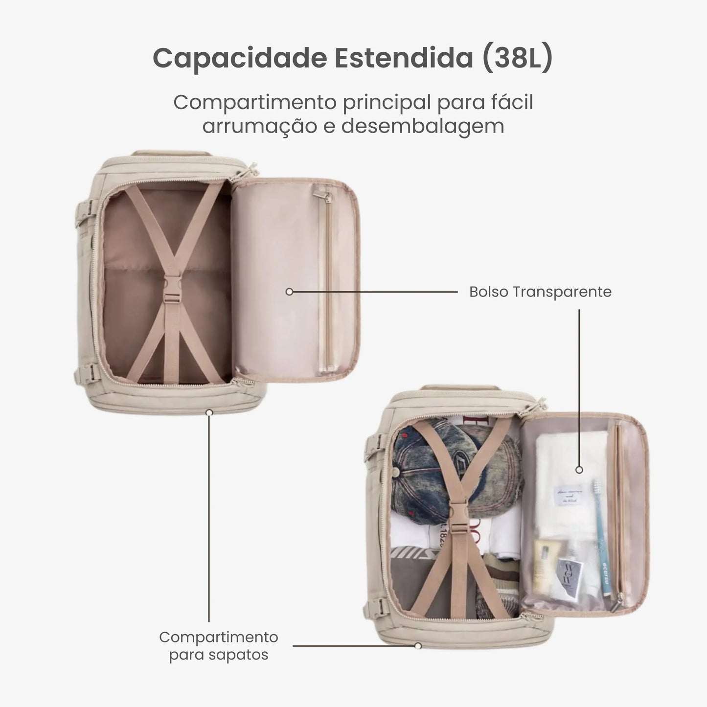 Mochila de Viagem Expansível Mala de Bordo para Notebook - EasyJet™