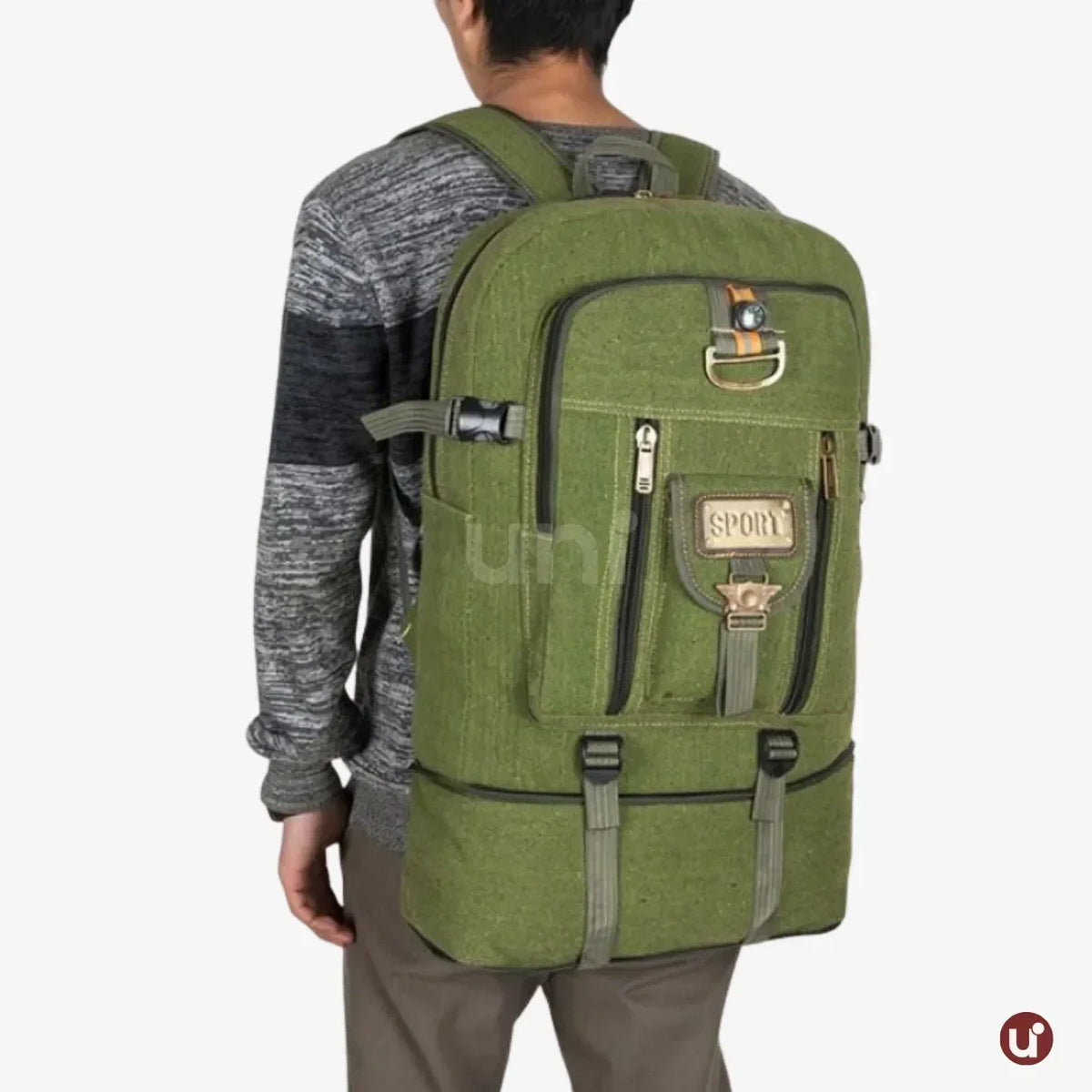 Mochila Masculina de Lona Premium Expansível 50L Resistente à Água