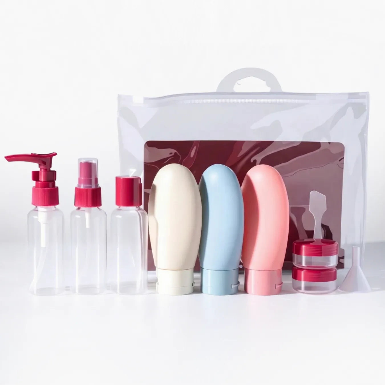 Kit de Frascos para Viagem em Silicone Antivazamento – 5 a 8 Peças
