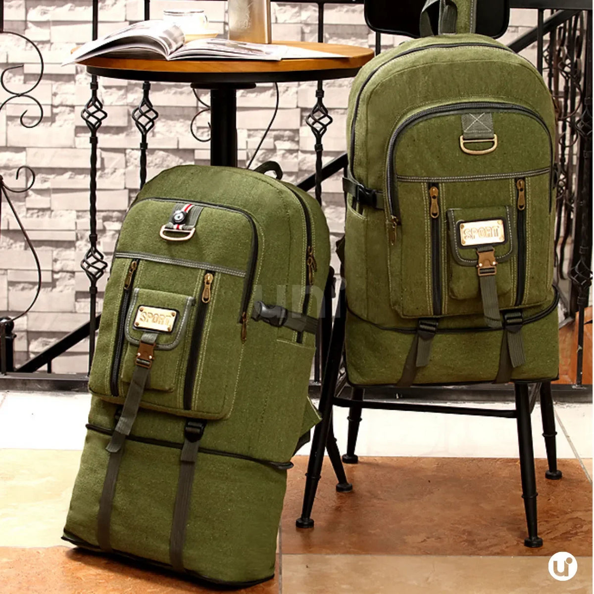 Mochila Masculina de Lona Premium Expansível 50L Resistente à Água
