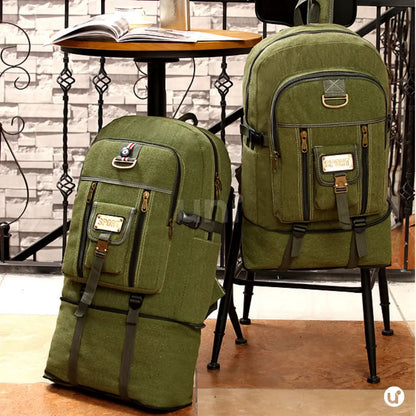 Mochila Masculina de Lona Premium Expansível 50L Resistente à Água